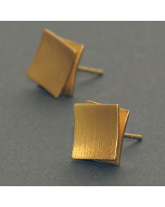 “Shifting Squares” Gilded Silver Ear Studs