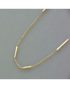 Delicate gold necklace with small tube-shaped links