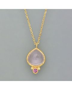 Duo necklace with rosé quartz and garnet
