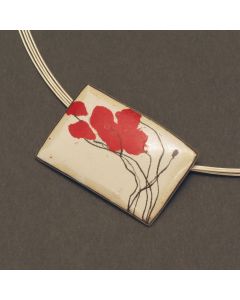“Poppy” Enameled Silver Pendant