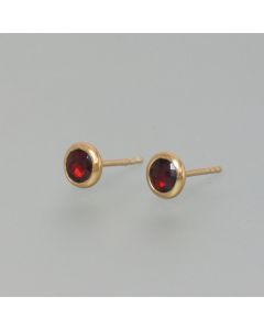 Delicate garnet ear studs, gold plated