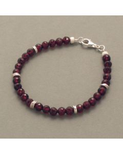 Garnet Bead Bracelet with Silver