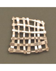 Silver brooch white braided struts