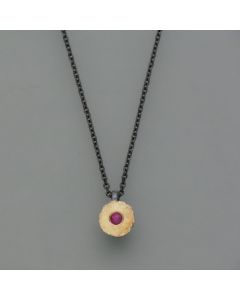 Blackened necklace with ruby, patina