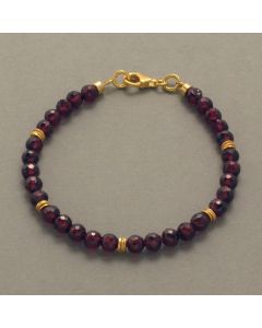 Garnet Bead Bracelet with Gilded Silver