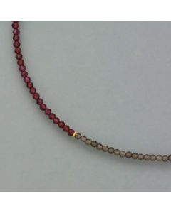 festive necklace with smoky quartz and garnet gemstones