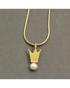 Pendants gold-plated Crown with white Pearl