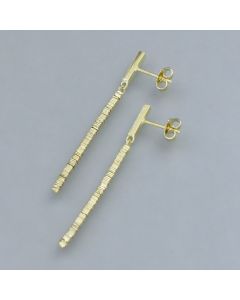 Ohrstecker Plättchen lang in vergoldetem Silber