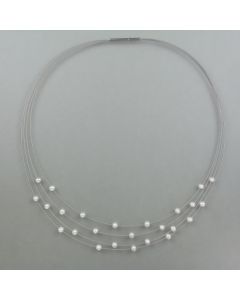Necklace floating beads, silver