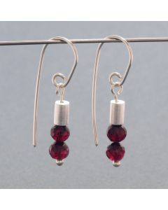 Garnet Bead Earrings with Silver