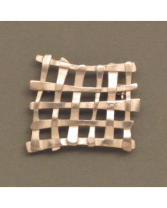Silver brooch white braided struts small