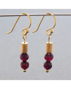 Garnet Bead Earrings with Gilded Silver