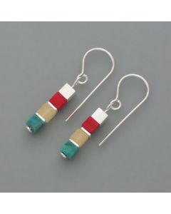 Dice earrings rainbow