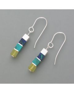 Cube earrings green turquoise