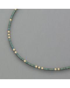 Delicate necklace hematite, green-golden