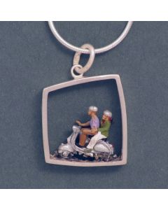 “Vespa Couple” Silver Pendant