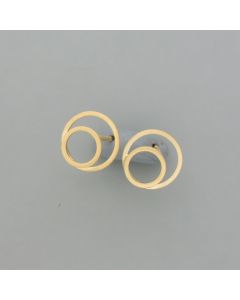 Gold double circle earrings