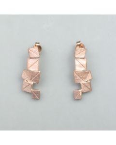 Ohrstecker "Vier Ecken", groß, rosé-vergoldet