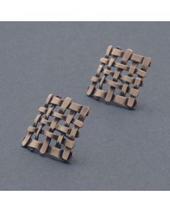 “Lattice” Large Blackened Silver Ear Studs 