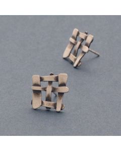 “Lattice” Small Blackened Silver Ear Studs