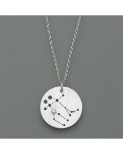 Zodiac sign pendant Gemini made of sterling silver with a diamond