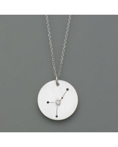 Zodiac sign pendant Cancer made of sterling silver with a diamond