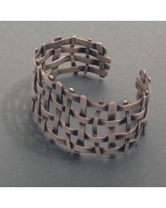 “Lattice” Wide Blackened Silver Bracelet