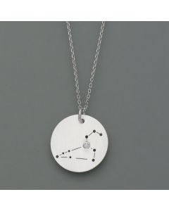 Zodiac sign pendant Leo made of sterling silver with a diamond
