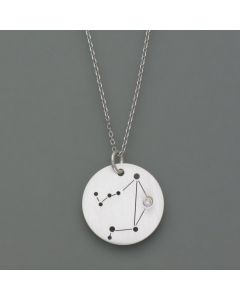 Zodiac sign pendant Libra made of sterling silver with a diamond