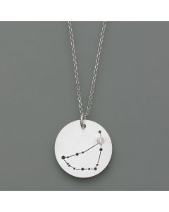 Star sign pendant Capricorn made of sterling silver with a diamond