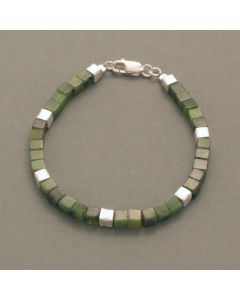 Cubed Jade Bracelet with Silver