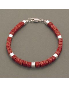 Cubed Coral Bracelet with Silver