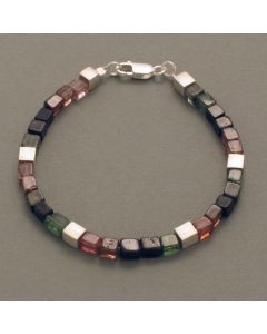 Cubed Tourmaline Bracelet with Silver