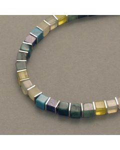Cubed Gemstone Necklace with Green Turquoise