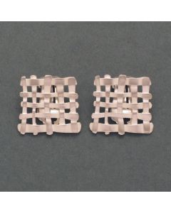 “Lattice” Large Untarnished Silver Clip Earrings
