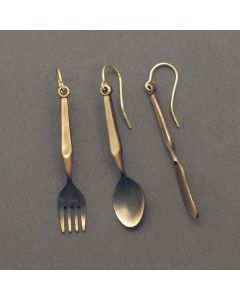Vintage Brass Cutlery Charm Earrings