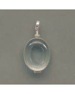 Oval-shaped glass locket, silver