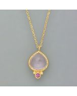 Duo necklace with rosé quartz and garnet