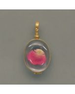 Oval-shaped glass locket, gold-plated