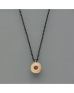 Blackened necklace with ruby, patina
