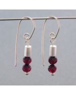 Garnet Bead Earrings with Silver