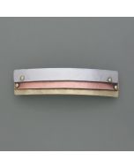 Hair clip of three metals, across