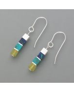 Cube earrings green turquoise