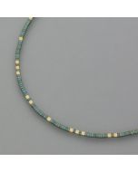 Delicate necklace hematite, green-golden