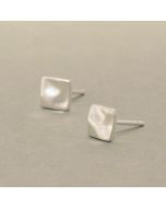 Silver Wavy Square Ear Studs