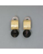 Clip earrings, smoky quartz and gold-plated silver