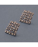“Lattice” Large Blackened Silver Ear Studs 