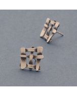 “Lattice” Small Blackened Silver Ear Studs