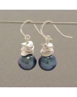 Dark Pearl Earrings with Silver