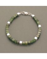 Cubed Jade Bracelet with Silver